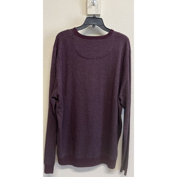 Nordstrom Men's Shop Wool Blend Sweater Size XXL Plum Birdseye Print NEW - Picture 3 of 9